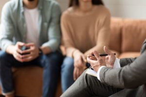 couple talking in therapy