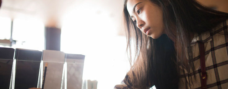 teen girl learning
