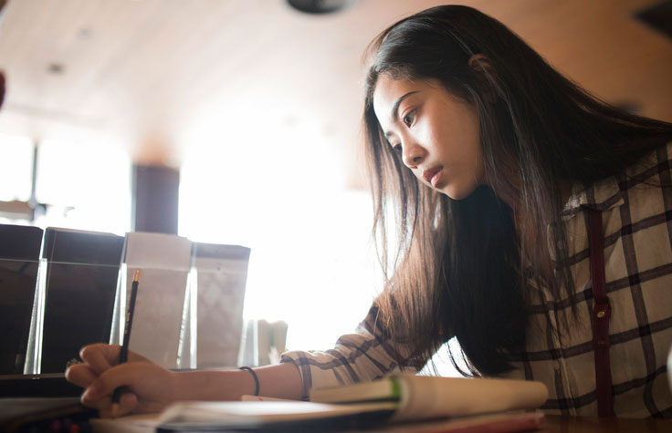teen girl learning