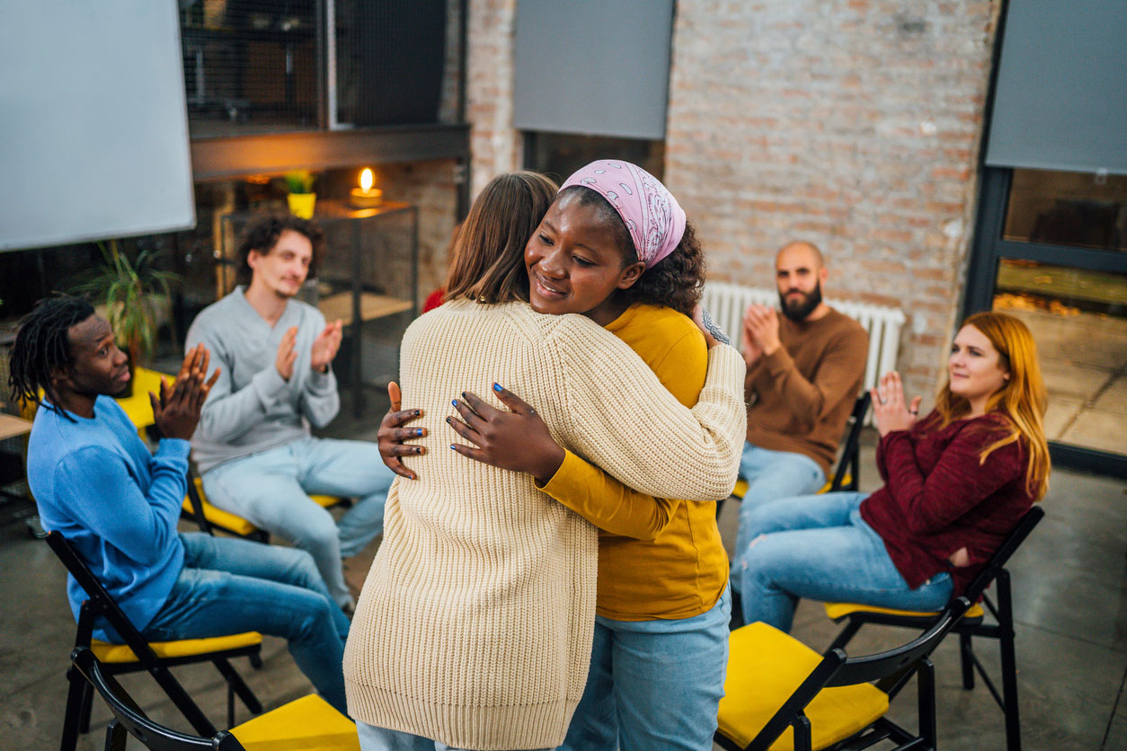 loving embrace in group